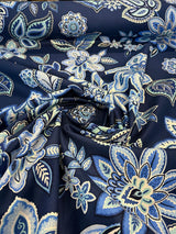 Waverly Charismatic Delft Blue Floral Drapery Upholstery Fabric - Delft Blue Floral, 54" Width (1 Yard)