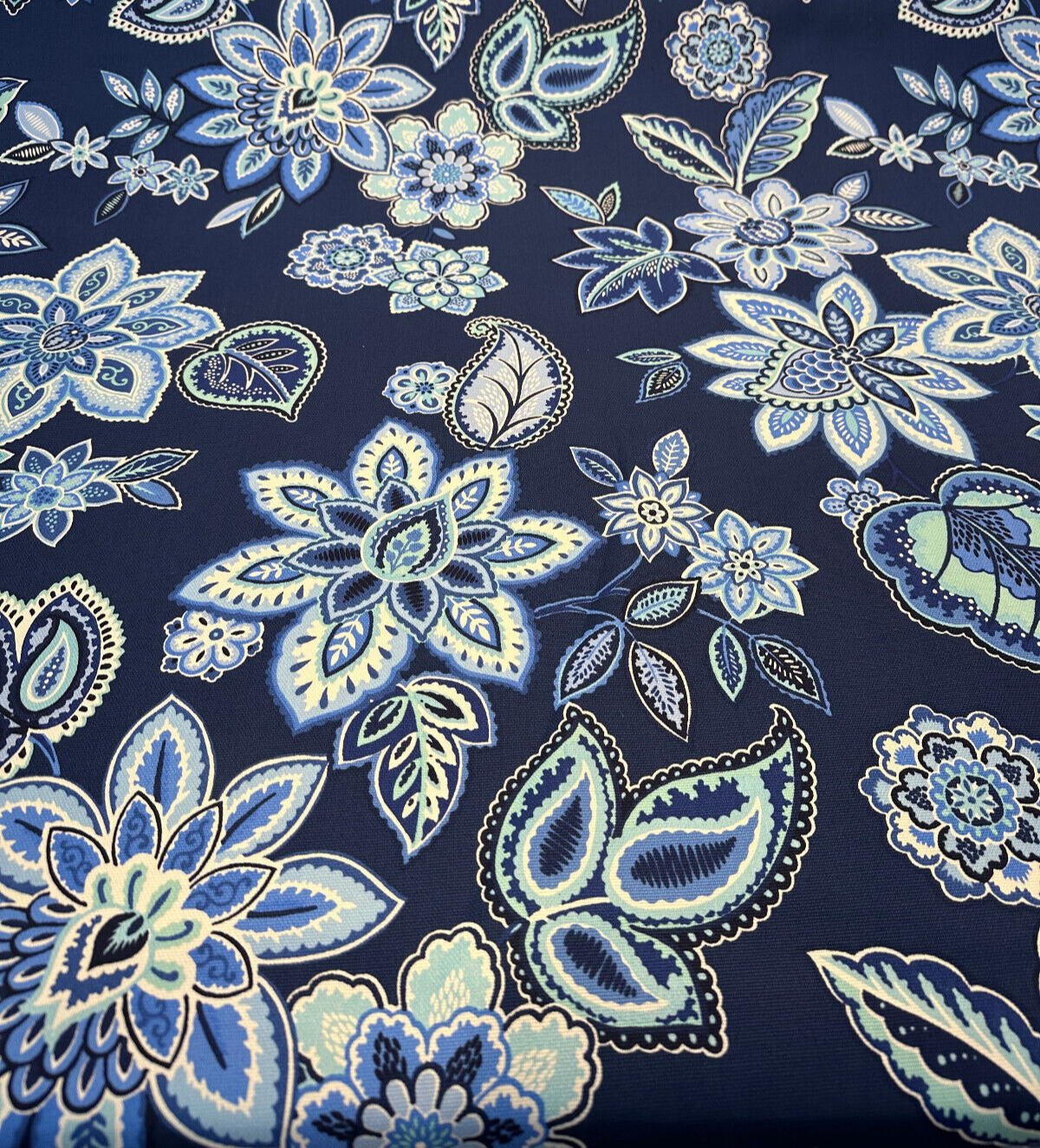 Waverly Charismatic Delft Blue Floral Drapery Upholstery Fabric - Delft Blue Floral, 54" Width (1 Yard)