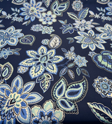 Waverly Charismatic Delft Blue Floral Drapery Upholstery Fabric - Delft Blue Floral, 54" Width (1 Yard)