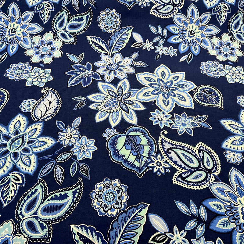 Waverly Charismatic Delft Blue Floral Drapery Upholstery Fabric - Delft Blue Floral, 54" Width (1 Yard)