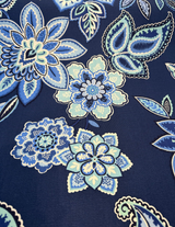 Waverly Charismatic Delft Blue Floral Drapery Upholstery Fabric - Delft Blue Floral, 54" Width (1 Yard)