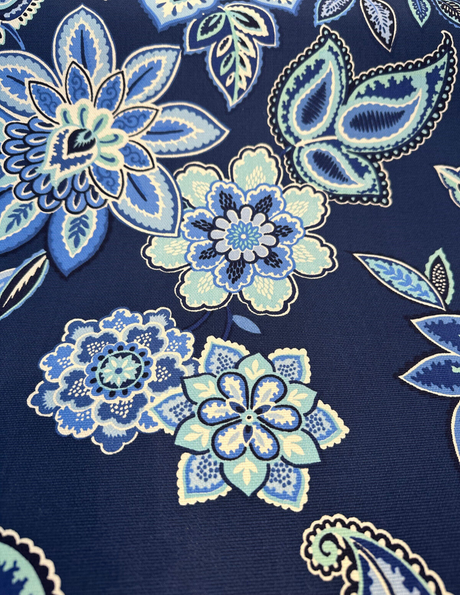 Waverly Charismatic Delft Blue Floral Drapery Upholstery Fabric - Delft Blue Floral, 54" Width (1 Yard)