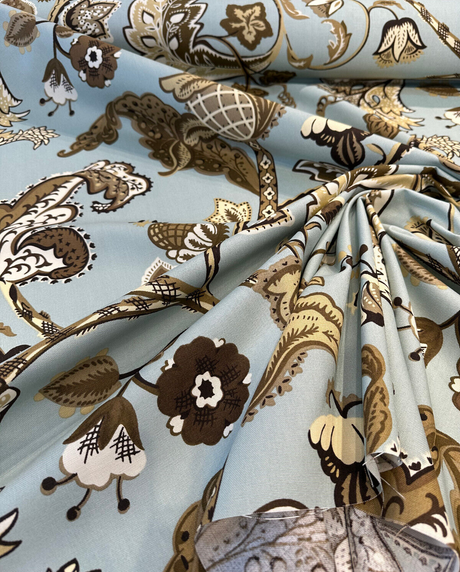 Wilmington 5Th Avenue Designs Light Blue Print Drapery Upholstery Fabric - Light Blue, Prints, 54" Width (1 Yard)