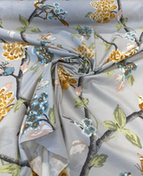 Robert Allen Helene Floral Cotton Fabric - French Gray Birds And Floral, 55" Width (1 Yard)