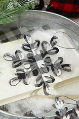 6” Black And White Buffalo Check Snowflake Ornament