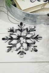 Black White Buffalo Check Snowflake Ornament 6 Inch Rustic Decor