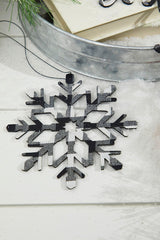 6” Black And White Buffalo Check Snowflake Ornament