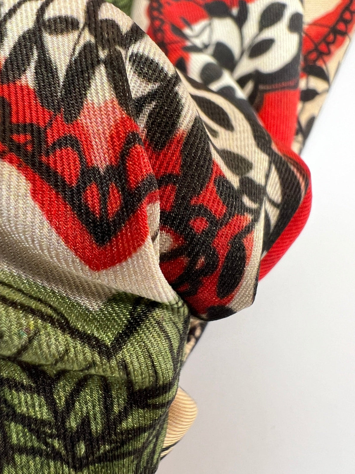 Polyester Sateen Floral Print Red Beige