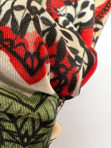 Polyester Sateen Floral Print Red Beige