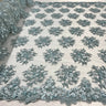 1 Yard Whimsical Pink Beaded 3D Floral Lace Fabric on Net Mesh 50 inch Width