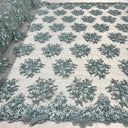 Beaded 3D Floral Lace Fabric