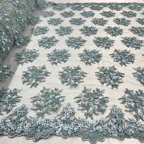 Beaded 3D Floral Lace Fabric 50" Wide