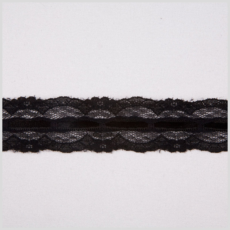 1" Black Raschel Lace