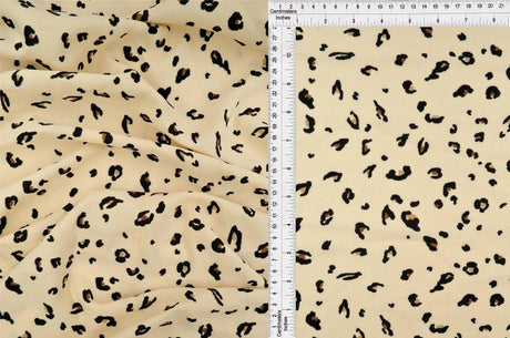 1 Yard Twill Animal Leopard Print Fabric, 58/59? Wide Polyester Spandex Blend