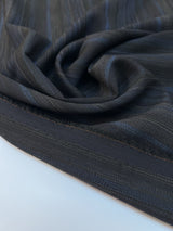 Wool Striped Fabric Black Blue