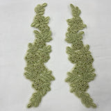1 Pair 9.5" x 2" Each Side Beaded & Corded Floral Lace Applique Embroidered on 100% Polyester Net Mesh