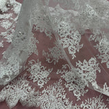 1 Yard Luxurious Beaded Lace Fabric Embroidered on Soft Polyester Net Mesh