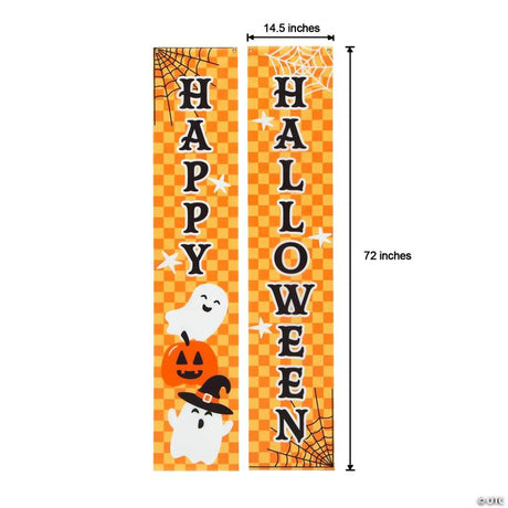 RADYAN Checkerboard Halloween Polyester Vertical Banners Set of 2 for Halloween Decor shown in a clear product image