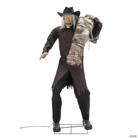 RADYAN Life-Size Animated Grave Robber Halloween Prop with Sound Effects shown in a clear product image