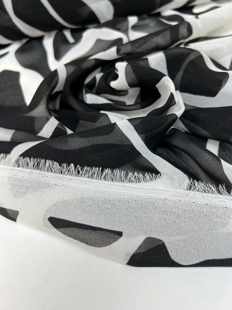 Polyester Chiffon Printed Black White