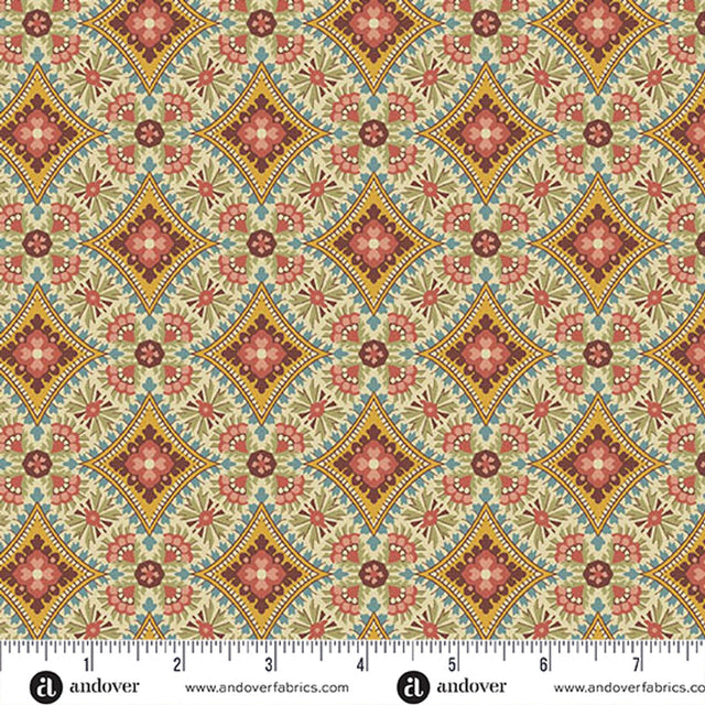 Cotton Print Amber Fields Sky Blue Fabric 44/45"