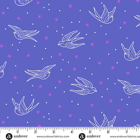 Cotton Wideback Fabric Swallows Blue 108 Inch