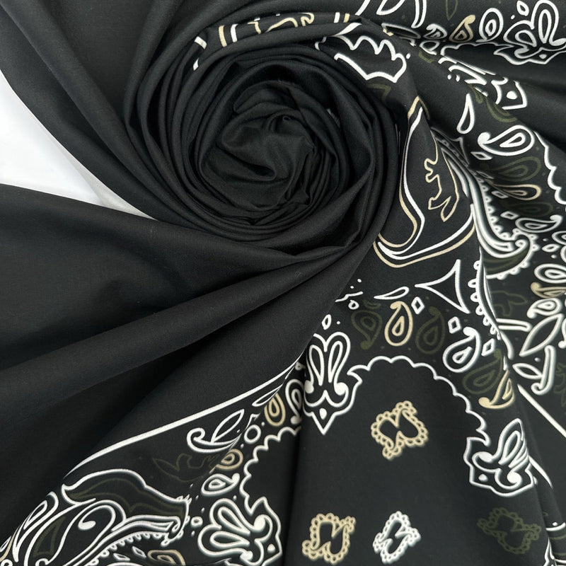 Viscose Poplin Printed White Black