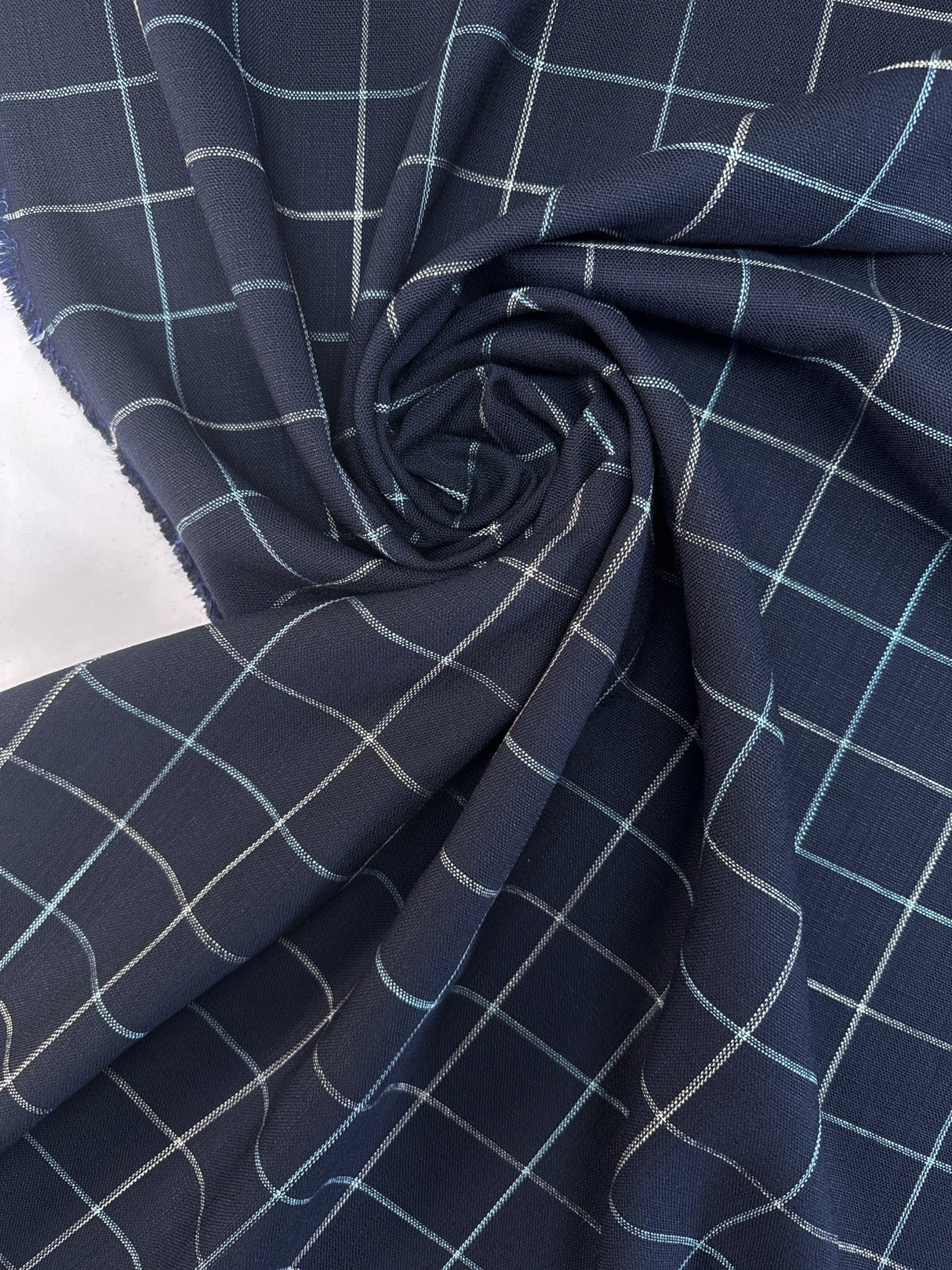 Viscose Blend Knit Checked Beige Blue