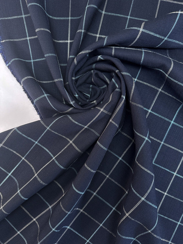 Viscose Blend Knit Checked Beige Blue