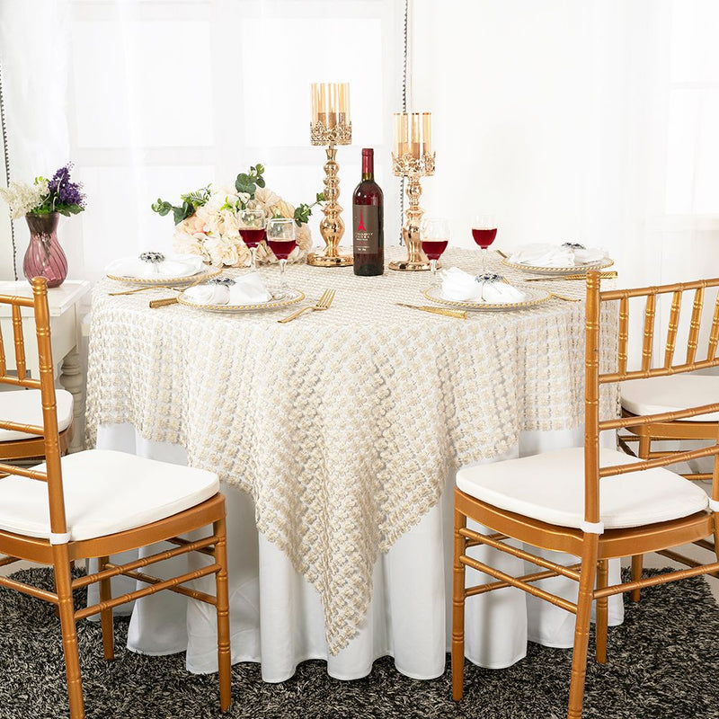 Square Lace Table Overlay 72x72 Ivory
