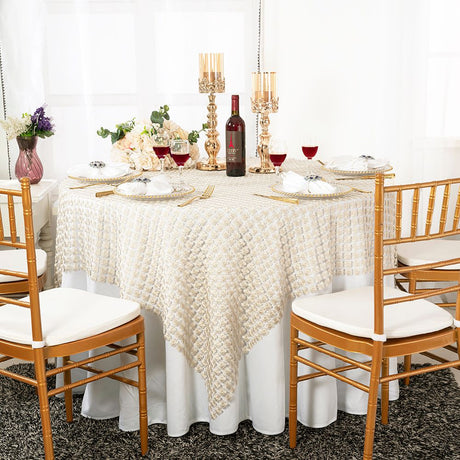 Square Lace Table Overlay 72x72 Ivory
