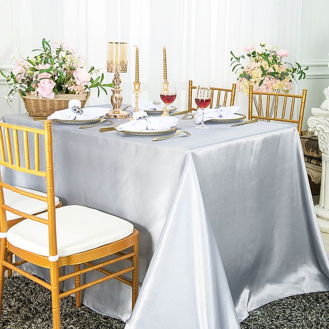 Premium Satin Rectangular Tablecloth – Glossy Event Linen