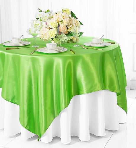 Square Satin Table Overlay 72x72 Apple Green