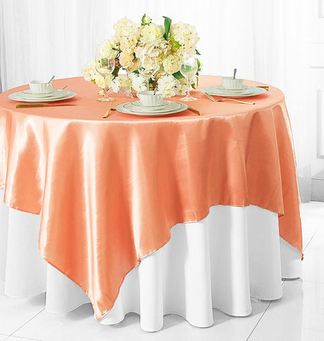 Square Satin Table Overlay 72x72 Apricot/Peach