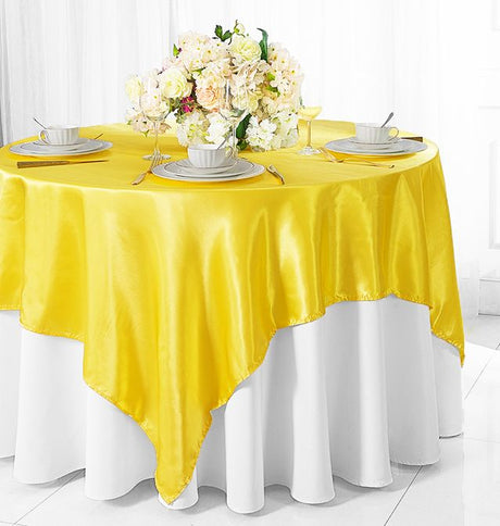 Satin Square Table Overlay 72x72 Canary Yellow
