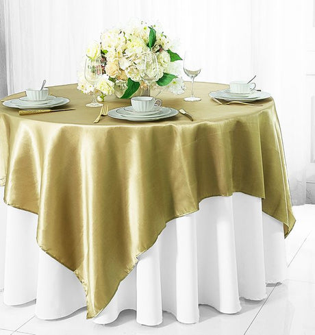 Square Satin Table Overlay 72x72 Cappuccino