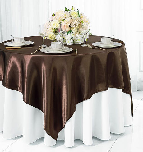 Square Satin Table Overlay 72x72 Chocolate