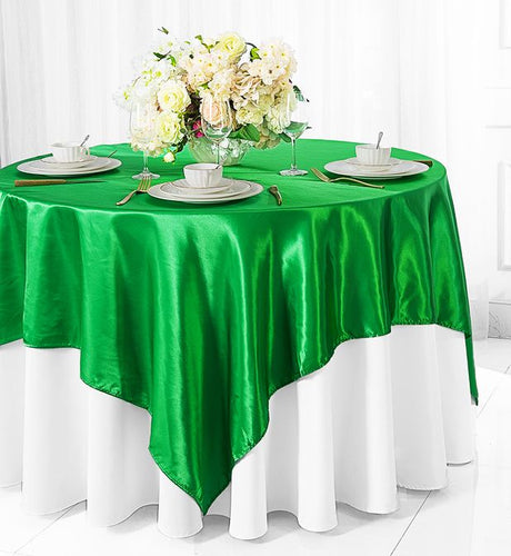 Square Satin Table Overlay 72x72 Emerald Green