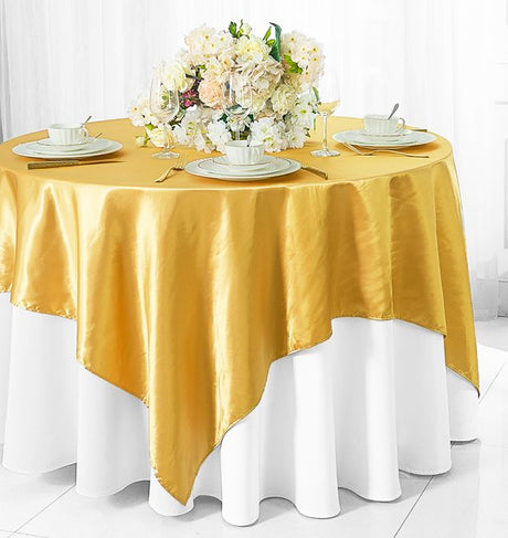 Square Satin Table Overlay 72x72 Gold
