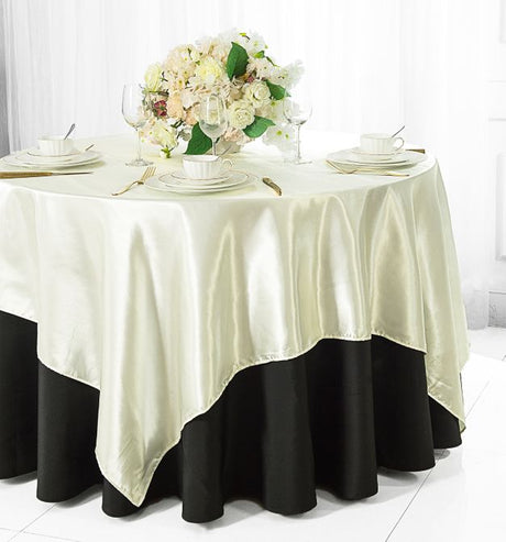 Square Satin Table Overlay 72x72 Ivory