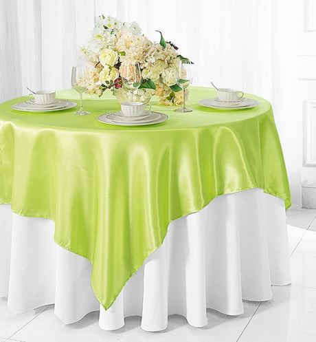 Square Satin Table Overlay 72x72 Key Lime