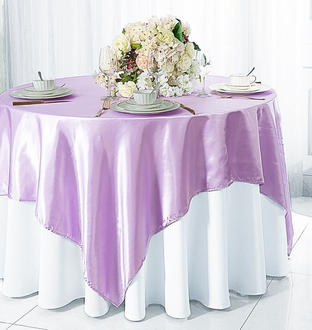 Square Satin Table Overlay 72x72 Lavender