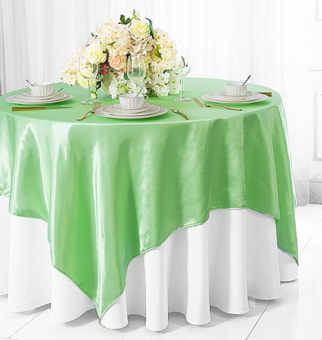 Satin Square Table Overlay 72x72 Mint Green