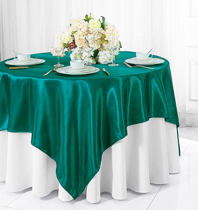 Satin Square Table Overlay 72x72 Oasis