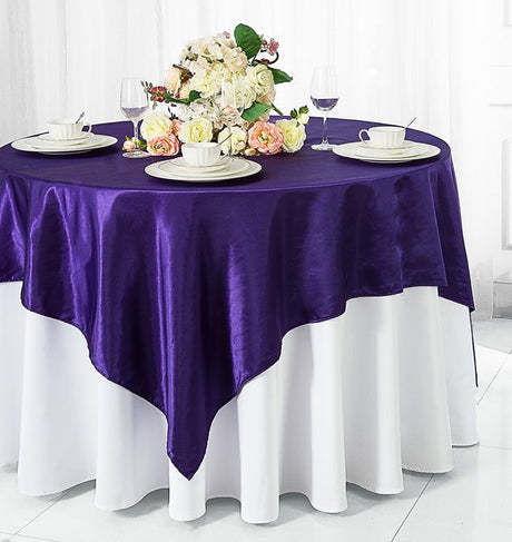 Square Satin Table Overlay 72x72 Regency Purple