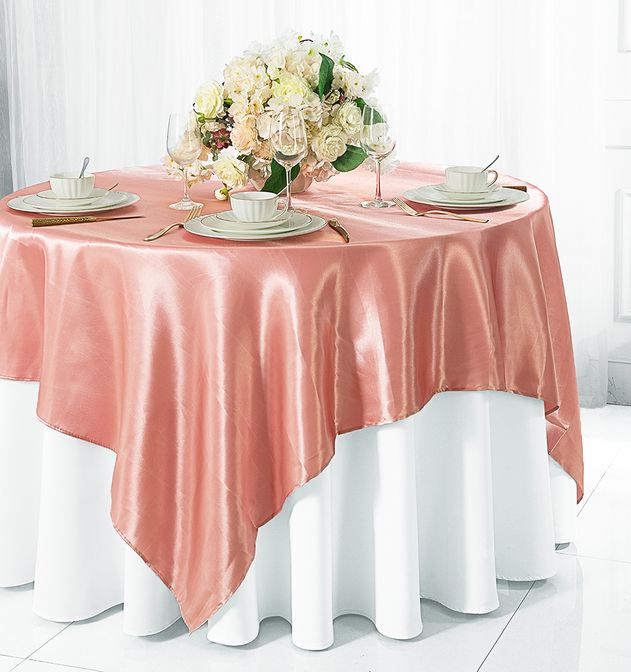 Square Satin Table Overlay 72x72 Rose Pink