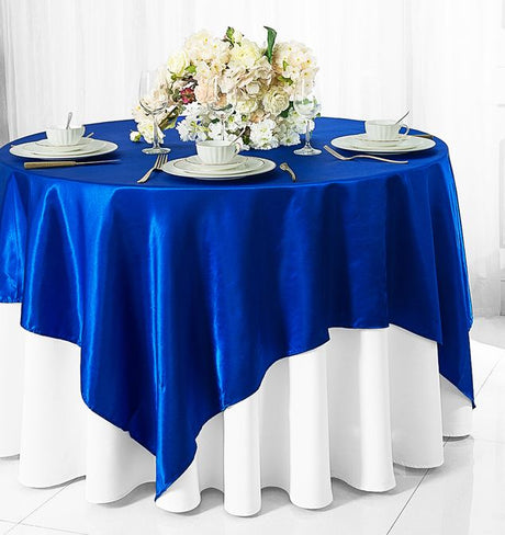 Square Satin Table Overlay 72x72 Royal Blue