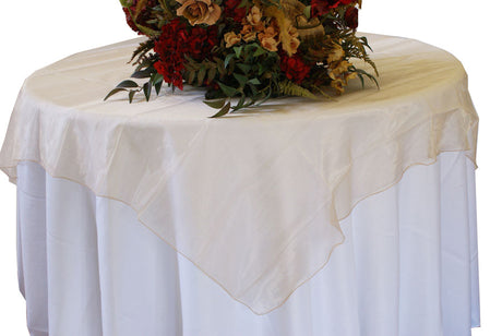 Organza Square Table Overlay 72x72 Champagne