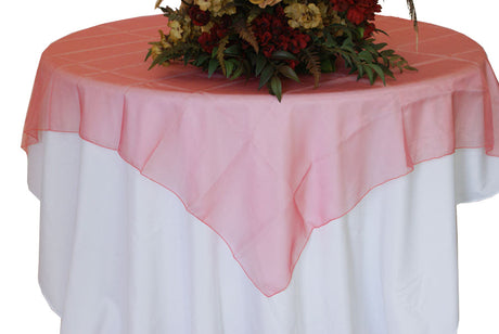 Square Organza Table Overlay 72x72 Coral