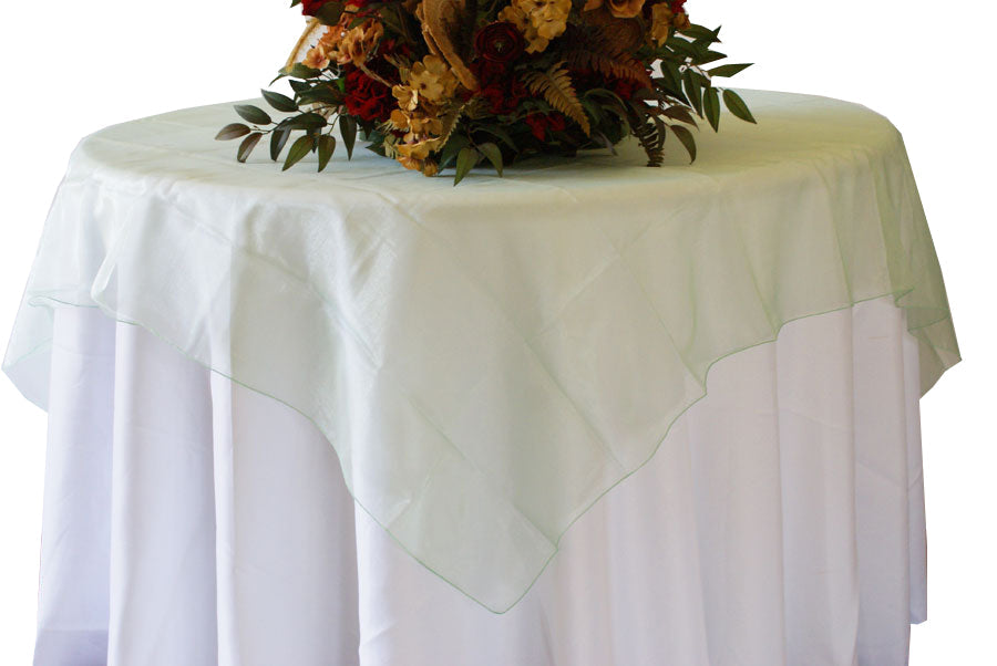 Organza Square Table Overlay 72x72 Sage Green